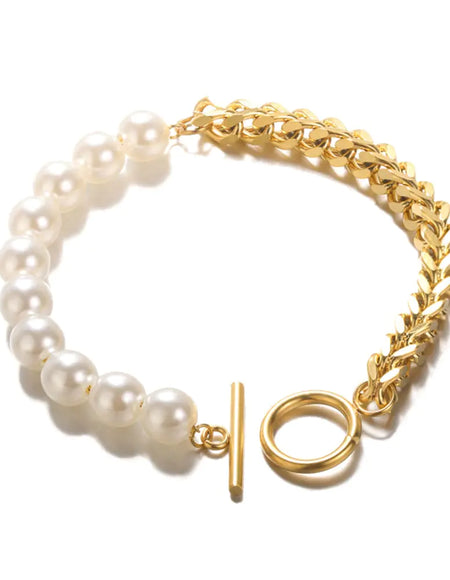 Half Pearl OT Buckle Bracelet Design Jewelry