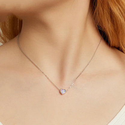 Opal Love Silver  Necklace
