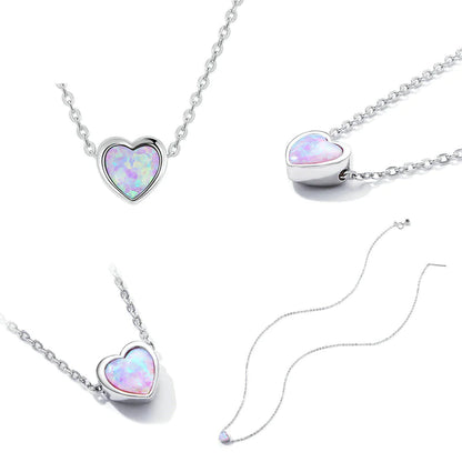 Opal Love Silver  Necklace