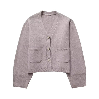 Women's Chic V-Neck Button-Up Knitted Cardigan